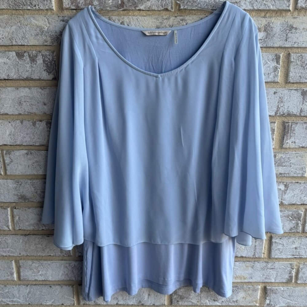 Soft Surroundings Sleeveless Tiered Poncho Overlay Blouse Women's Size L